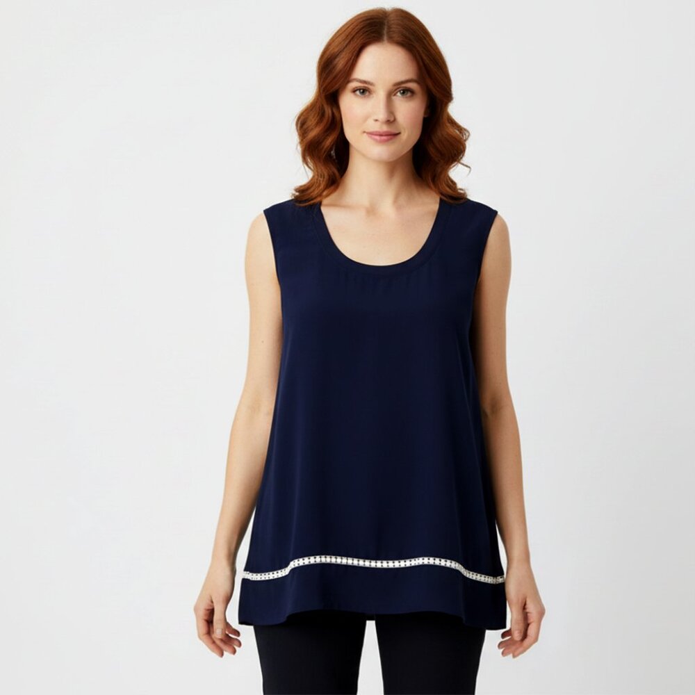 Chaus: Evneing Navy Sleeveless Top - Size: Medium